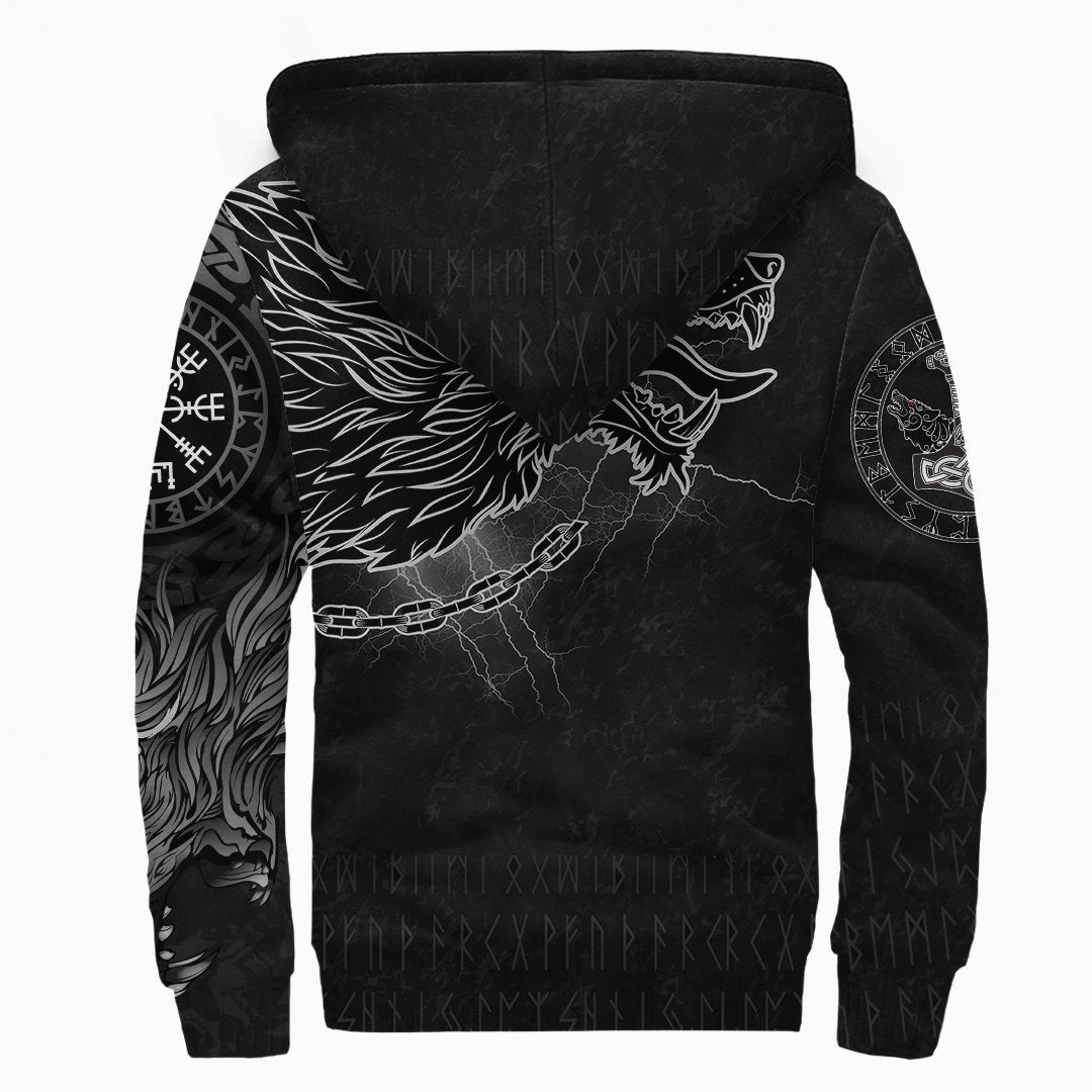(Custom) Viking Sherpa Hoodie - Fenrir Norse Wolf Thunderstorm RLT12 - Wonder Print Shop