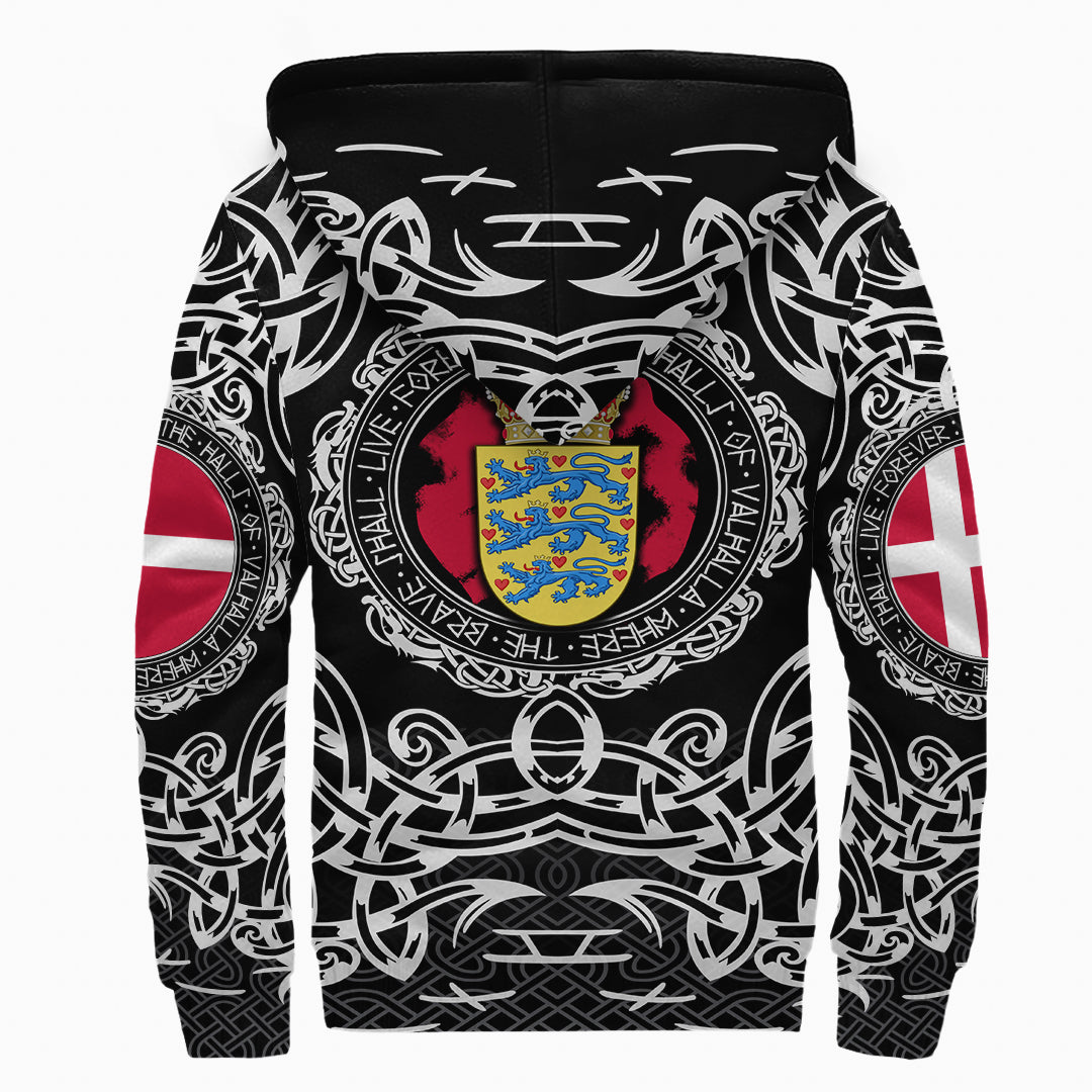 Viking Sherpa Hoodie - Denmark Viking Pattern RLT12 - Wonder Print Shop