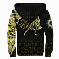Viking Sherpa Hoodie, Fenrir Raven and Vegvisir Tattoo Yellow RLT12 - Wonder Print Shop