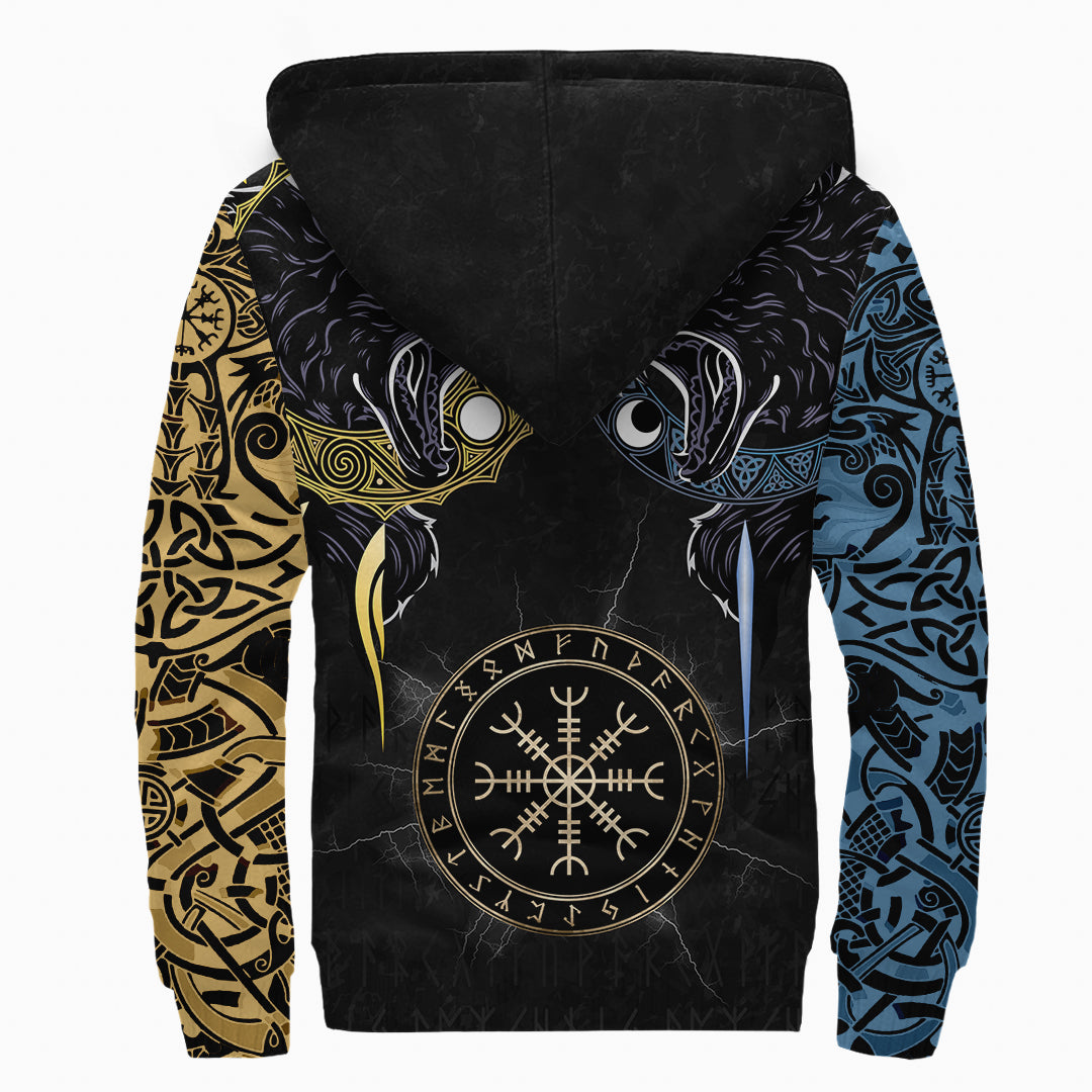 Viking Sherpa Hoodie - Hati and Skoll Tattoo RLT12 - Wonder Print Shop