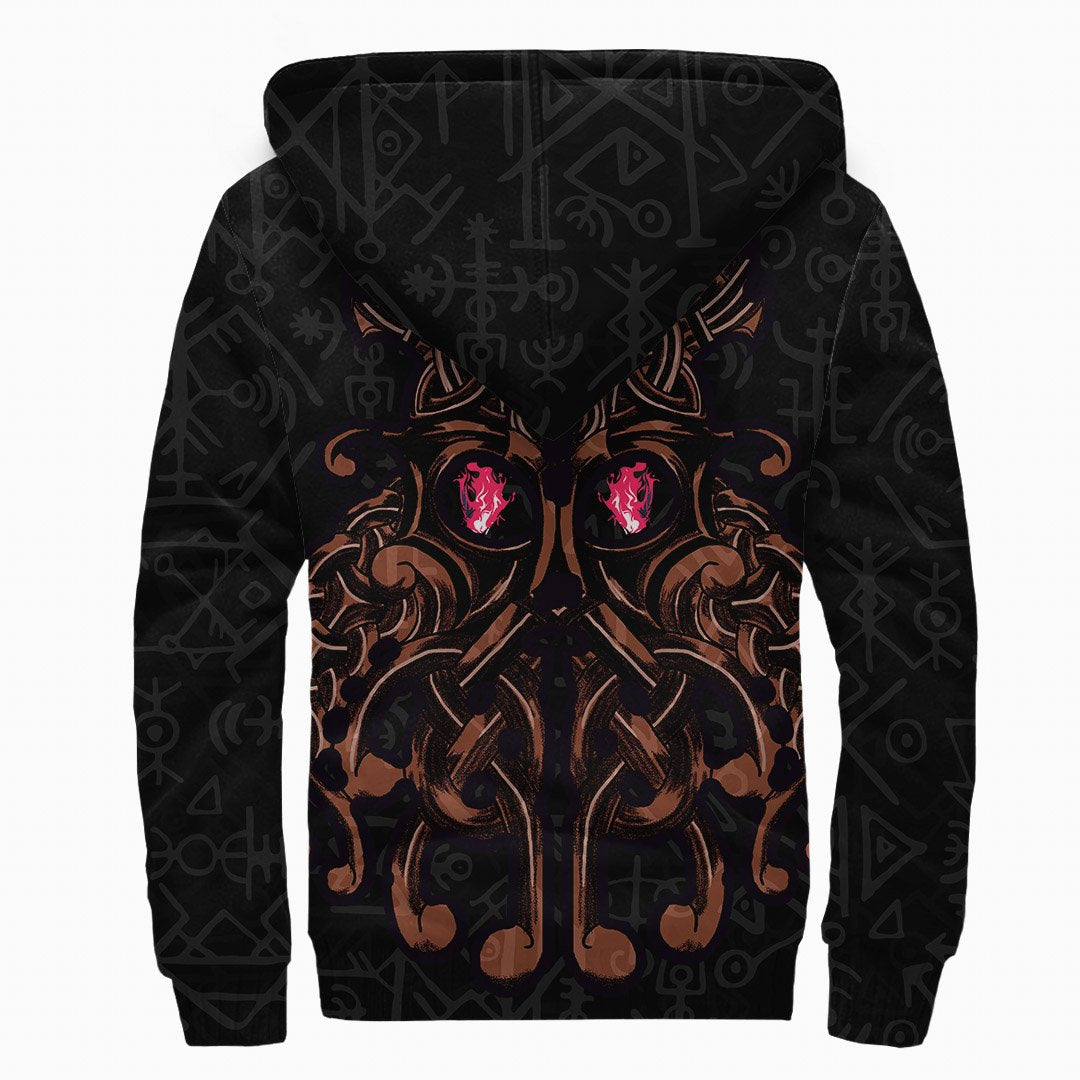 Viking Sherpa Hoodie, Odin God Furthark Tattoo Special RLT12 - Wonder Print Shop