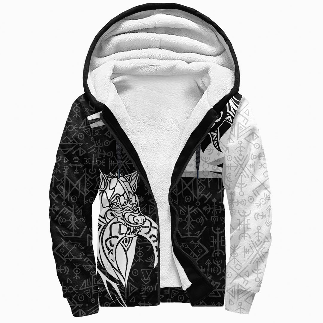 (Custom) Viking Sherpa Hoodie - Skoll And Hati New Style RLT12 - Wonder Print Shop