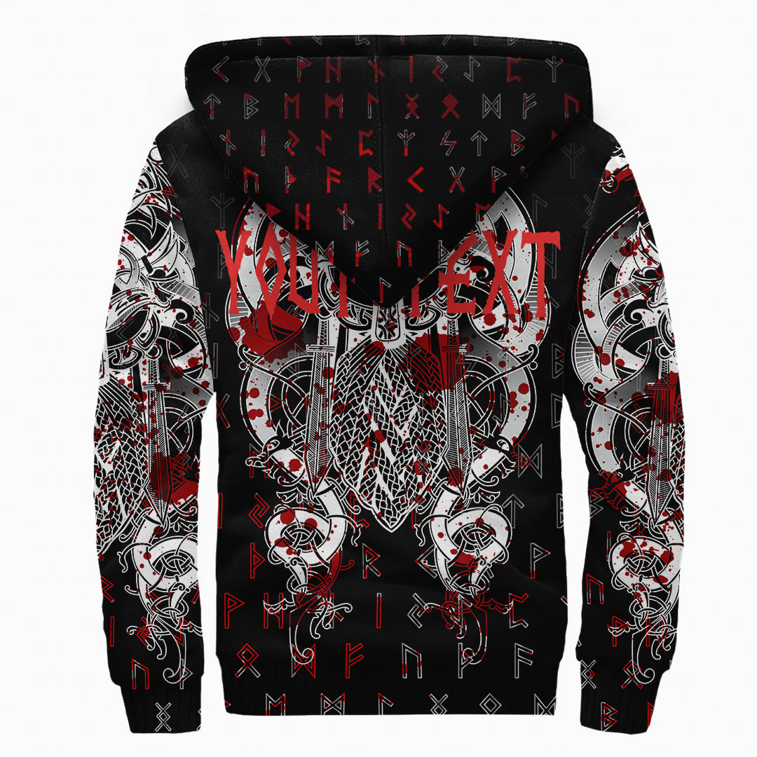 (Custom) Viking Tyr Tattoo Blood Sherpa Hoodie RLT12 - Wonder Print Shop