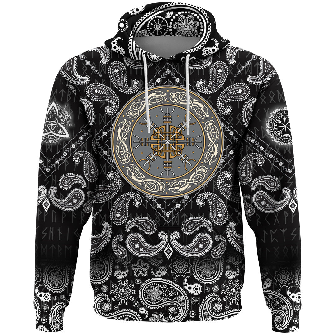 Viking Hoodie Shield Celtic Helm of Awe with Bandana Paisley Style RLT12 - Wonder Print Shop