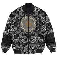 Viking Bomber Jacket Shield Scandinavian Pattern with Bandana Paisley Style RLT12 - Wonder Print Shop