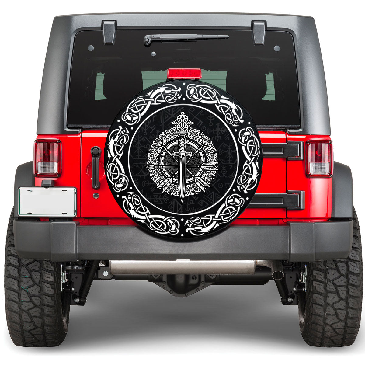 Viking Shield Sword and Arrow Tattoo Viking Spare Tire Cover RLT12 - Wonder Print Shop
