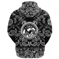 Viking Hoodie Shield With Deer Crest and Crossing Swords with Bandana Paisley Style RLT12 - Wonder Print Shop