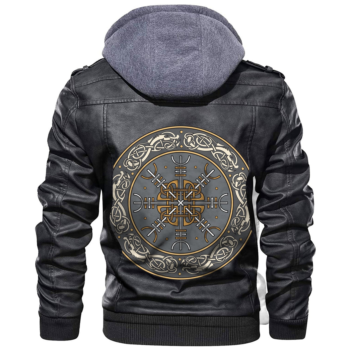 Viking Shield Celtic Helm of Awe Leather Jacket RLT12 - Wonder Print Shop