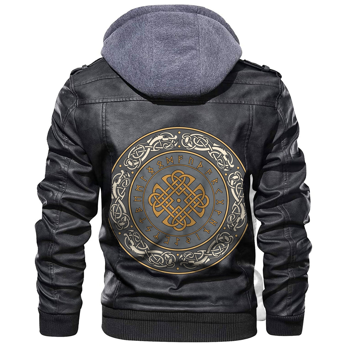 Viking Shield Scandinavian Pattern Leather Jacket RLT12 - Wonder Print Shop