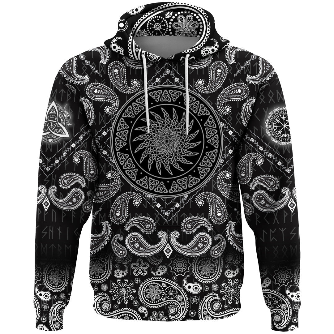 Viking Hoodie Shields with Bandana Paisley Style RLT12 - Wonder Print Shop