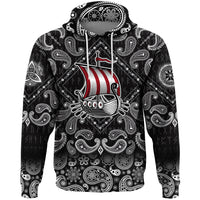Viking Hoodie Ship Of Viking with Bandana Paisley Style RLT12 - Wonder Print Shop