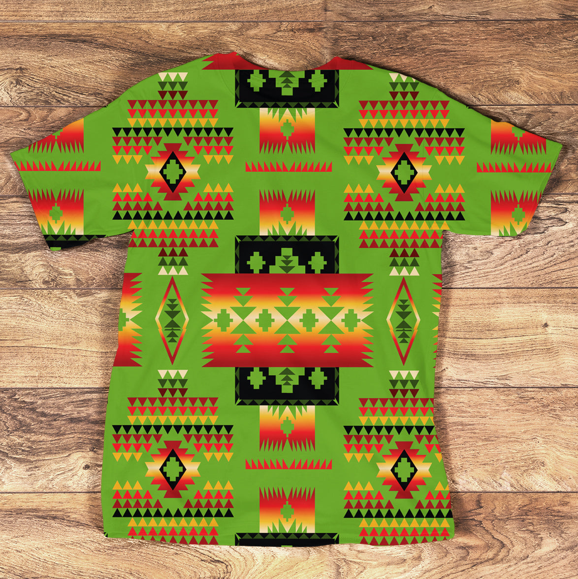 Green Yellow Tribe Design Native American All Over T Shirt LT10 - Wonder Print Shop