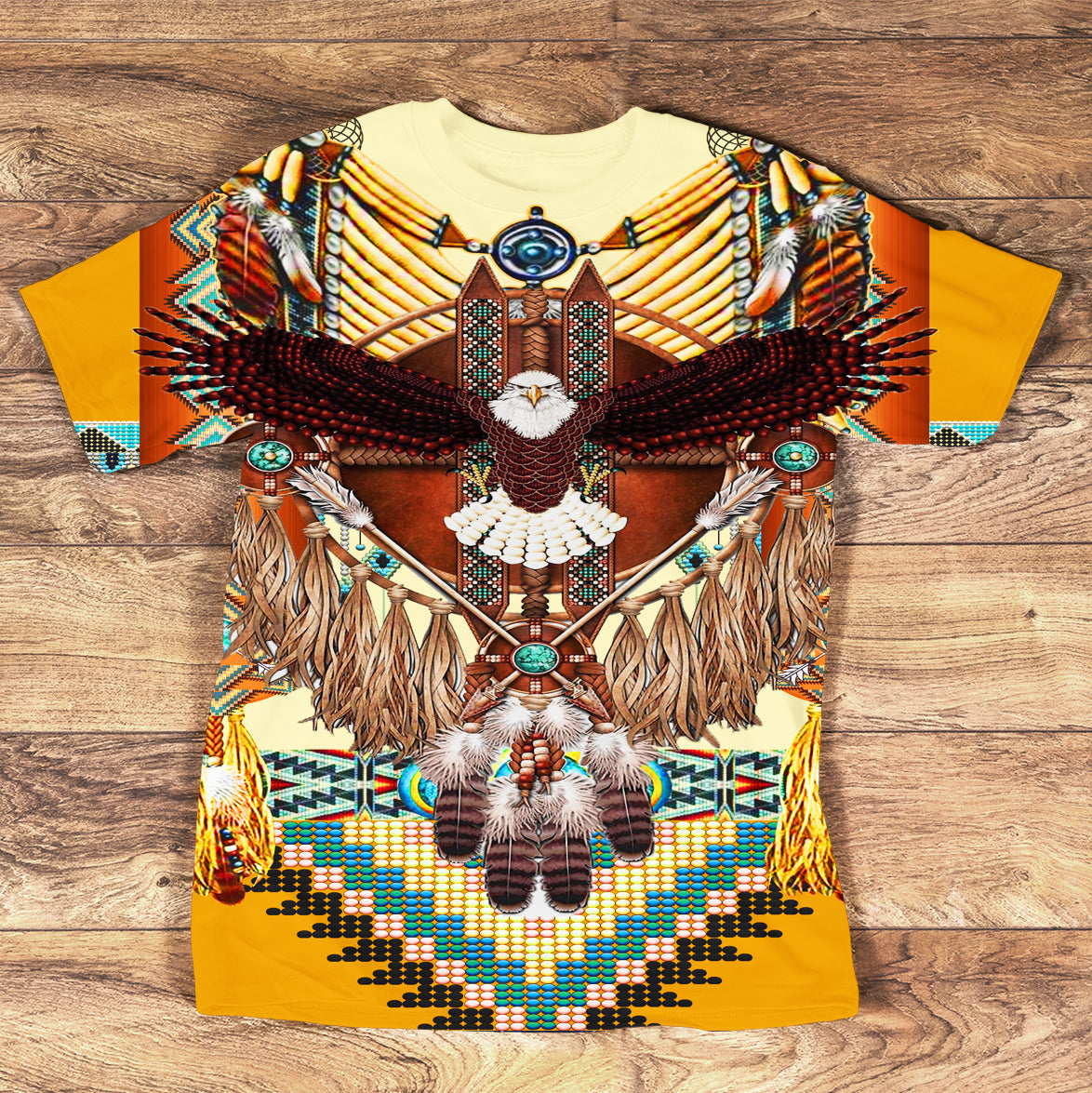 Yellow Dream Catcher Eagle Native American T Shirt LT10 - Wonder Print Shop