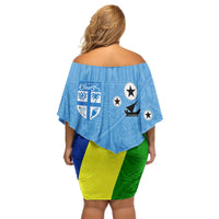 Malampa Fiji Day Off Shoulder Short Dress Mix Tapa Style - Wonder Print Shop