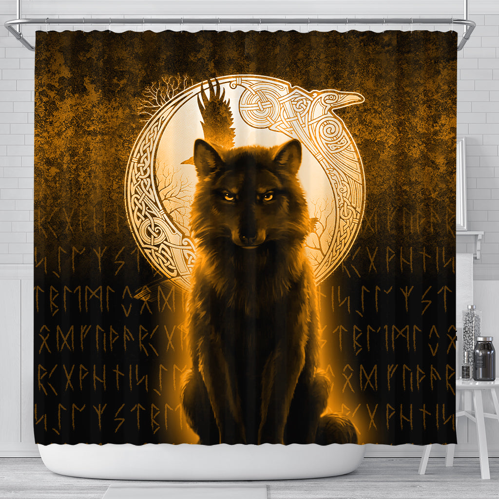 viking-shower-curtain-fenrir-viking-wolf-gold-version-shower-curtain