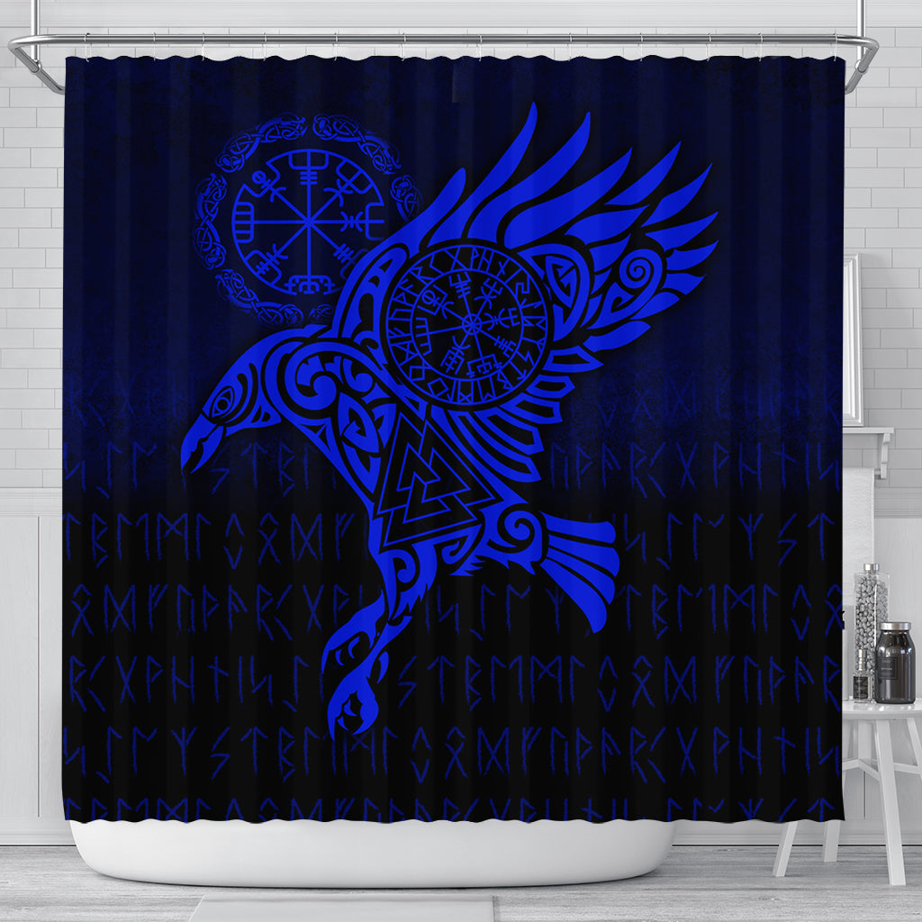 viking-shower-curtain-raven-vegvisir-tattoo-blue-version-shower-curtain