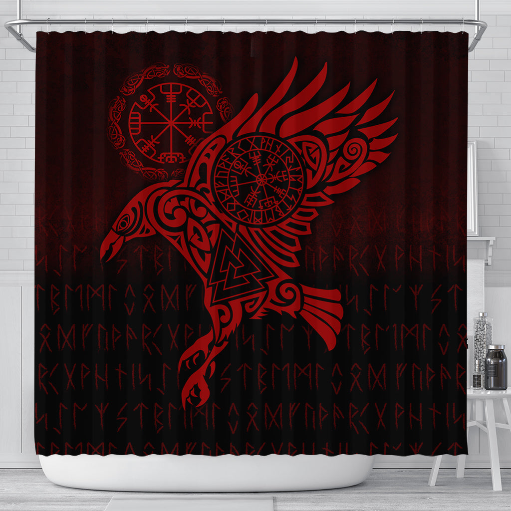 viking-shower-curtain-raven-vegvisir-tattoo-red-version-shower-curtain