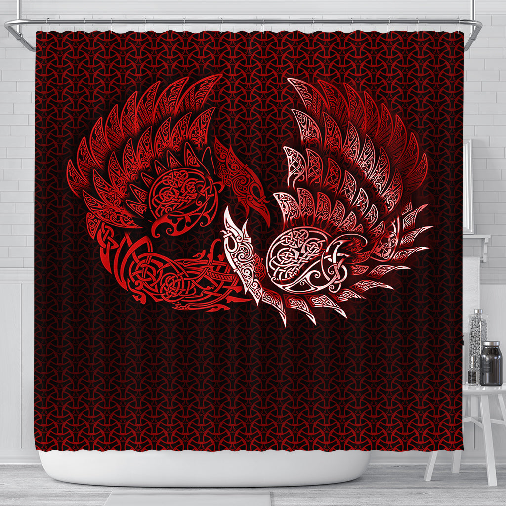 viking-shower-curtain-ragnarok-huginn-muninn-red-version-shower-curtain