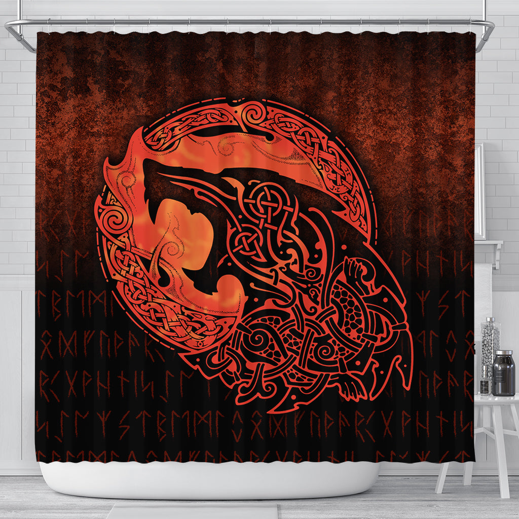 viking-shower-curtain-fenrir-viking-3d-tattoo-orange-version-shower-curtain