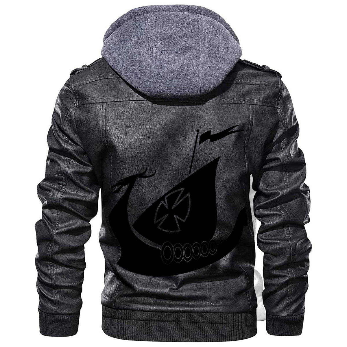 Viking Silhouette Of A Ship Leather Jacket RLT12 - Wonder Print Shop