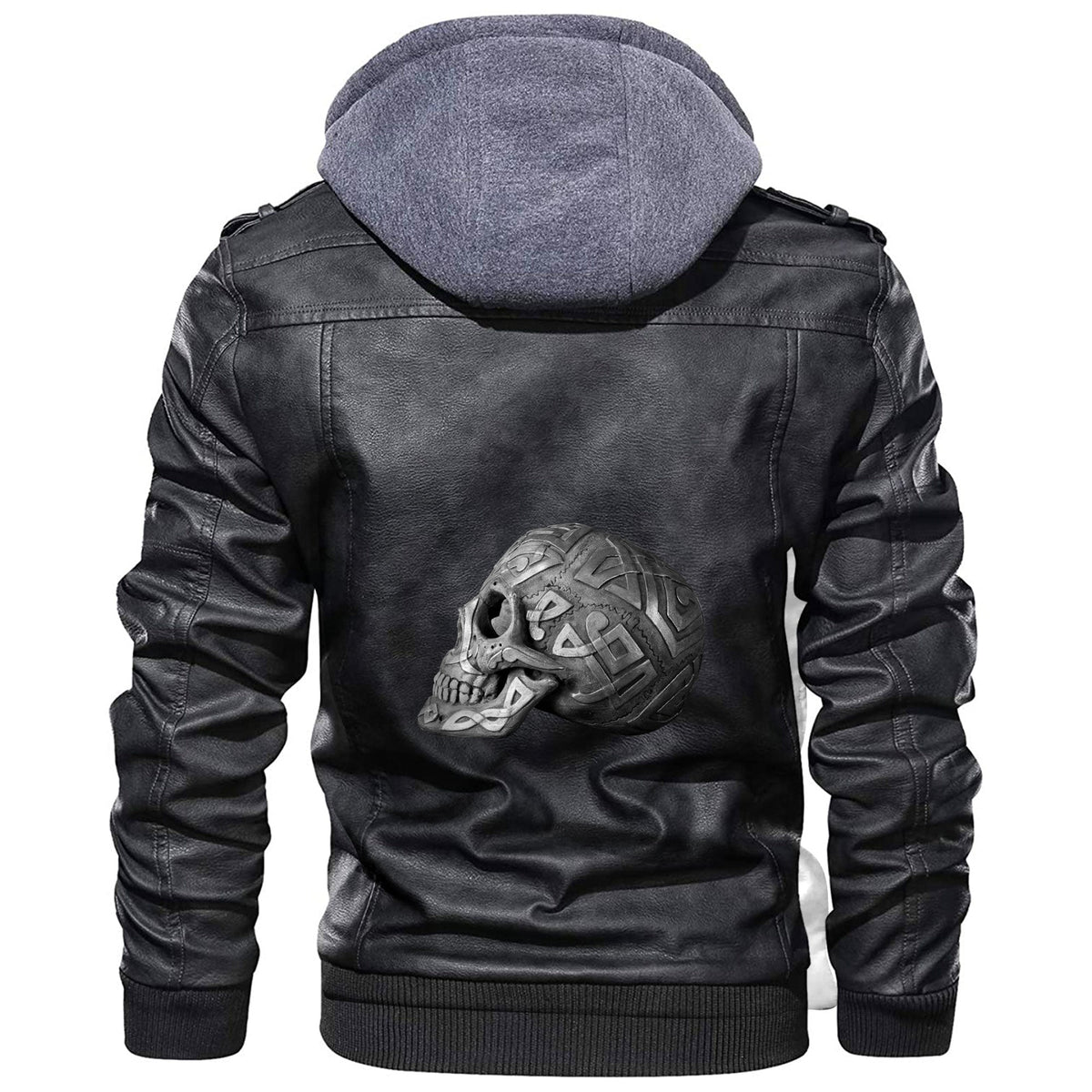 Viking Silver Plaster Skull Left Side Isolated Leather Jacket RLT12 - Wonder Print Shop