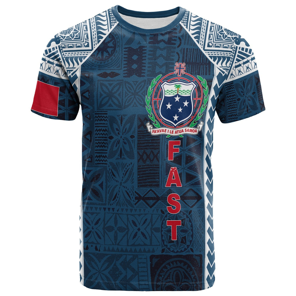 Custom F.A.S.T Samoa Mix Tapa Pattern Simple Style T Shirt - Wonder Print Shop