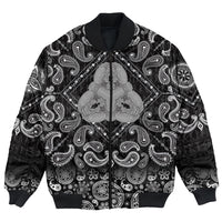 Viking Bomber Jacket Six Ravens Fantasy Triangle Ornament Black and White with Bandana Paisley Style RLT12 - Wonder Print Shop