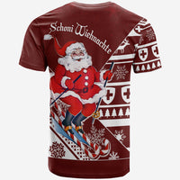 Skiing Santa Schoni Wiehnachte Swiss Christmas Pattern T Shirt - Wonder Print Shop