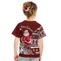 Skiing Santa Schoni Wiehnachte Swiss Christmas Pattern Kid T shirt - Wonder Print Shop