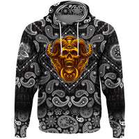 Viking Hoodie Skull Angry with Bandana Paisley Style RLT12 - Wonder Print Shop