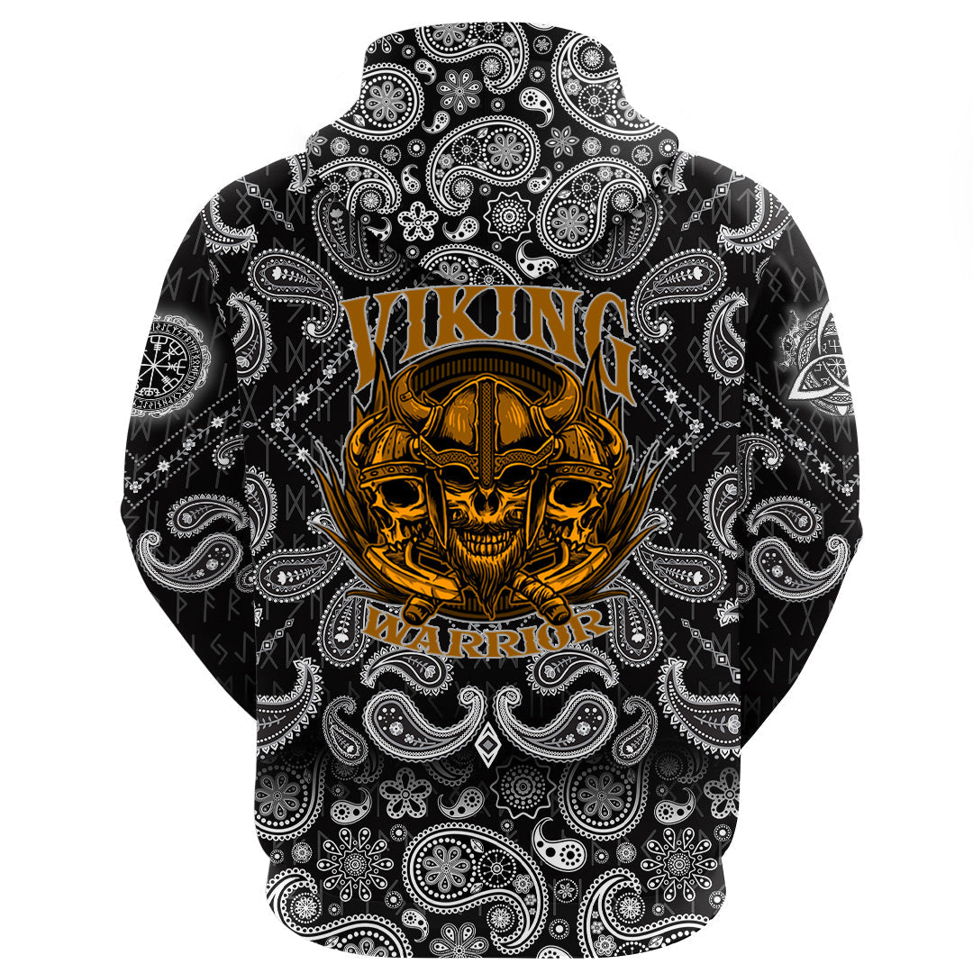 Viking Hoodie Skull Head Warrior With Twin Axe with Bandana Paisley Style RLT12 - Wonder Print Shop