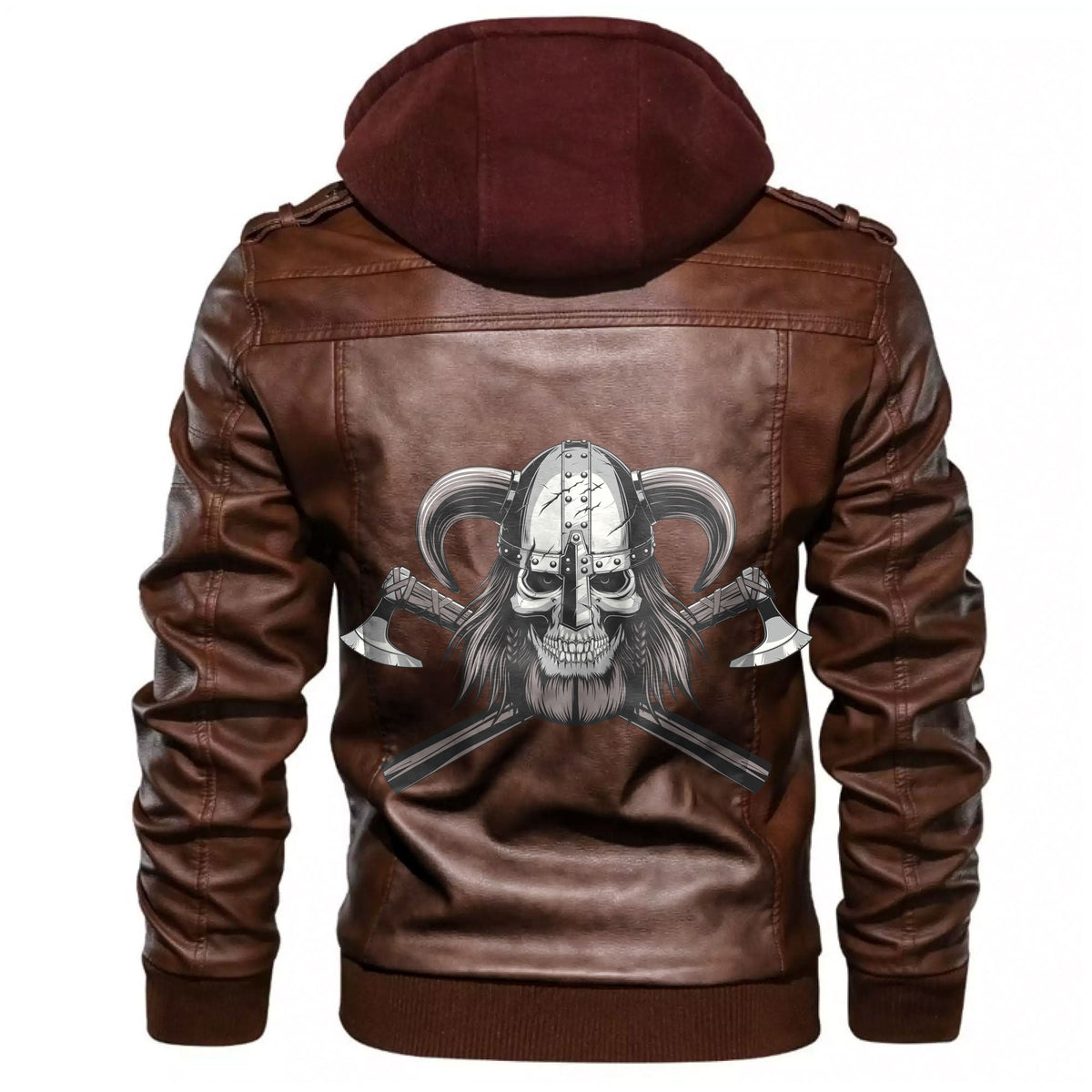 Viking Skull Helmet Leather Jacket RLT12 - Wonder Print Shop
