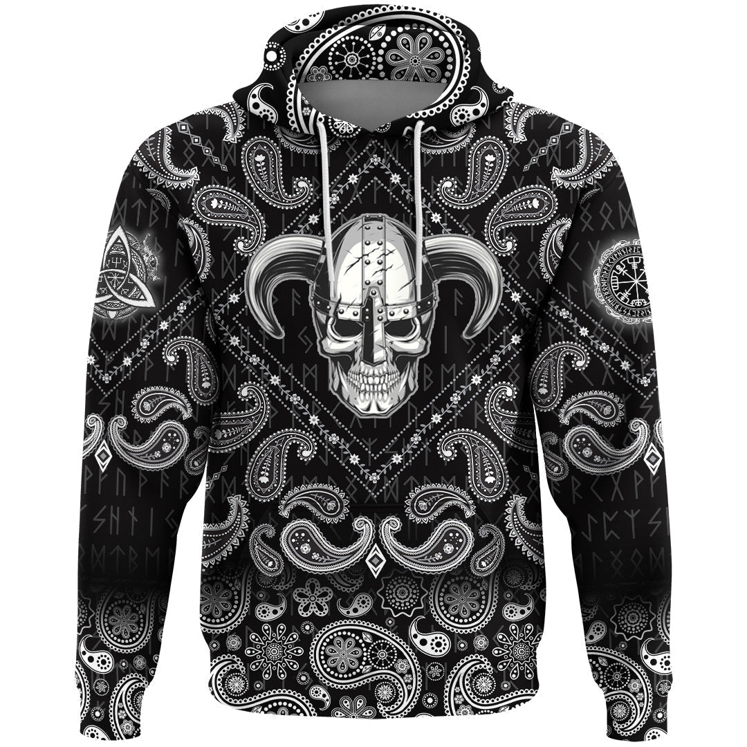 Viking Hoodie Skull Helmet New with Bandana Paisley Style RLT12 - Wonder Print Shop