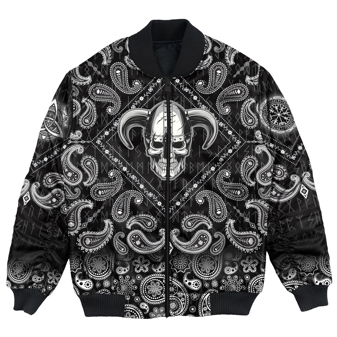 Viking Bomber Jacket Skull Helmet New with Bandana Paisley Style RLT12 - Wonder Print Shop