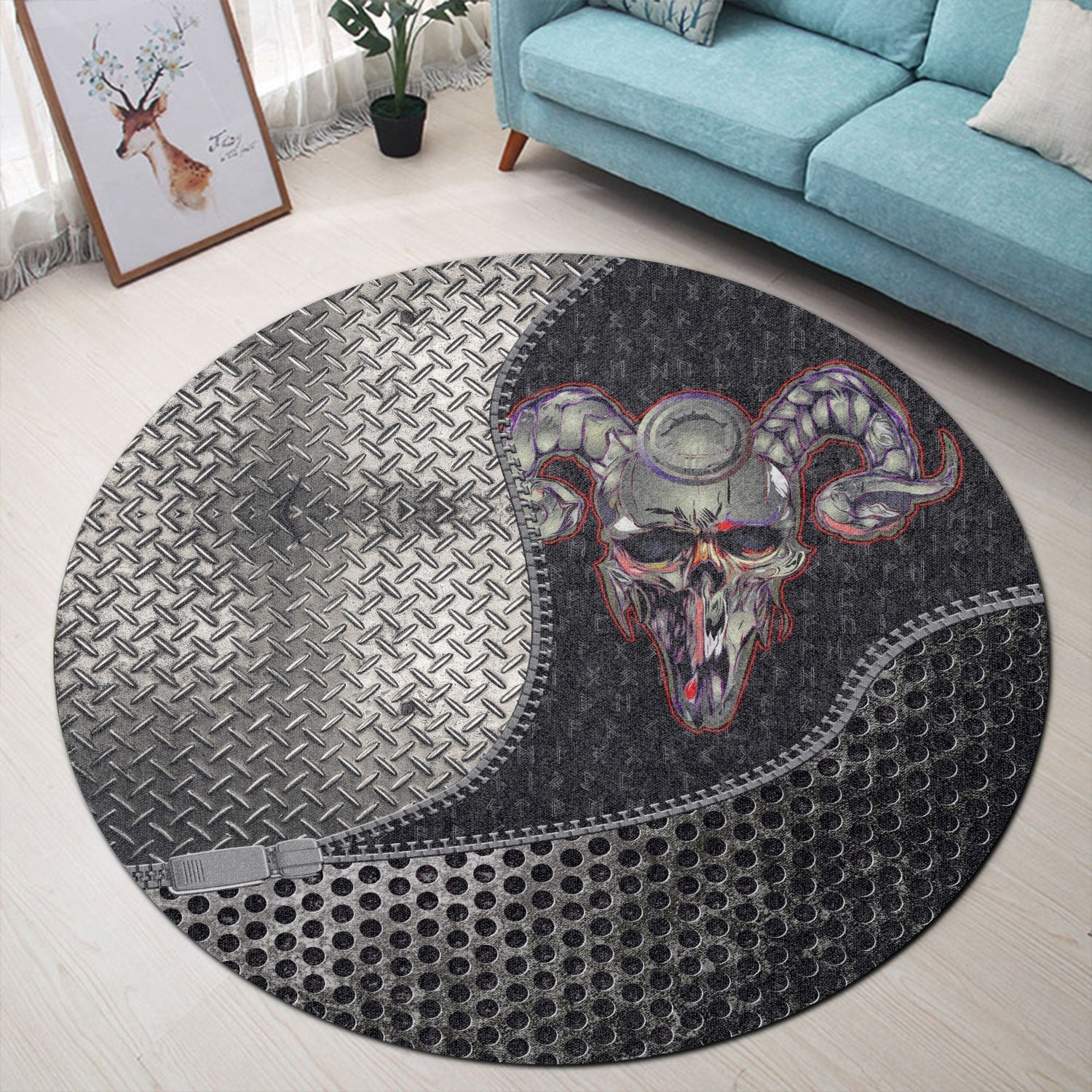 viking-carpet-skull-helmet-with-horns-round-carpet