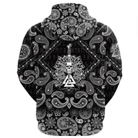 Viking Hoodie Skull Pierced By Sword with Bandana Paisley Style RLT12 - Wonder Print Shop