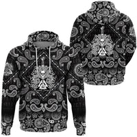 Viking Hoodie Skull Pierced By Sword with Bandana Paisley Style RLT12 - Wonder Print Shop