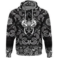 Viking Hoodie Skull Vikng Helmet with Bandana Paisley Style RLT12 - Wonder Print Shop