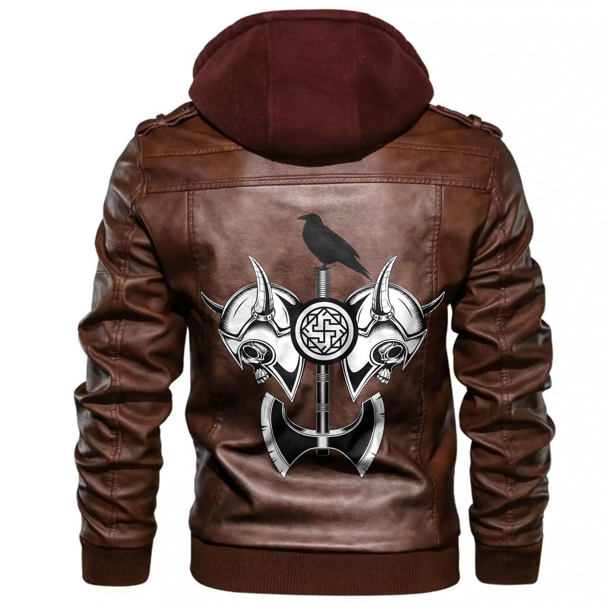 Viking Skull Vikng Helmet Leather Jacket RLT12 - Wonder Print Shop