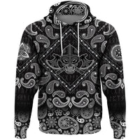 Viking Hoodie Skull Wearing Helmet Over Crossed Battle Axes with Bandana Paisley Style RLT12 - Wonder Print Shop