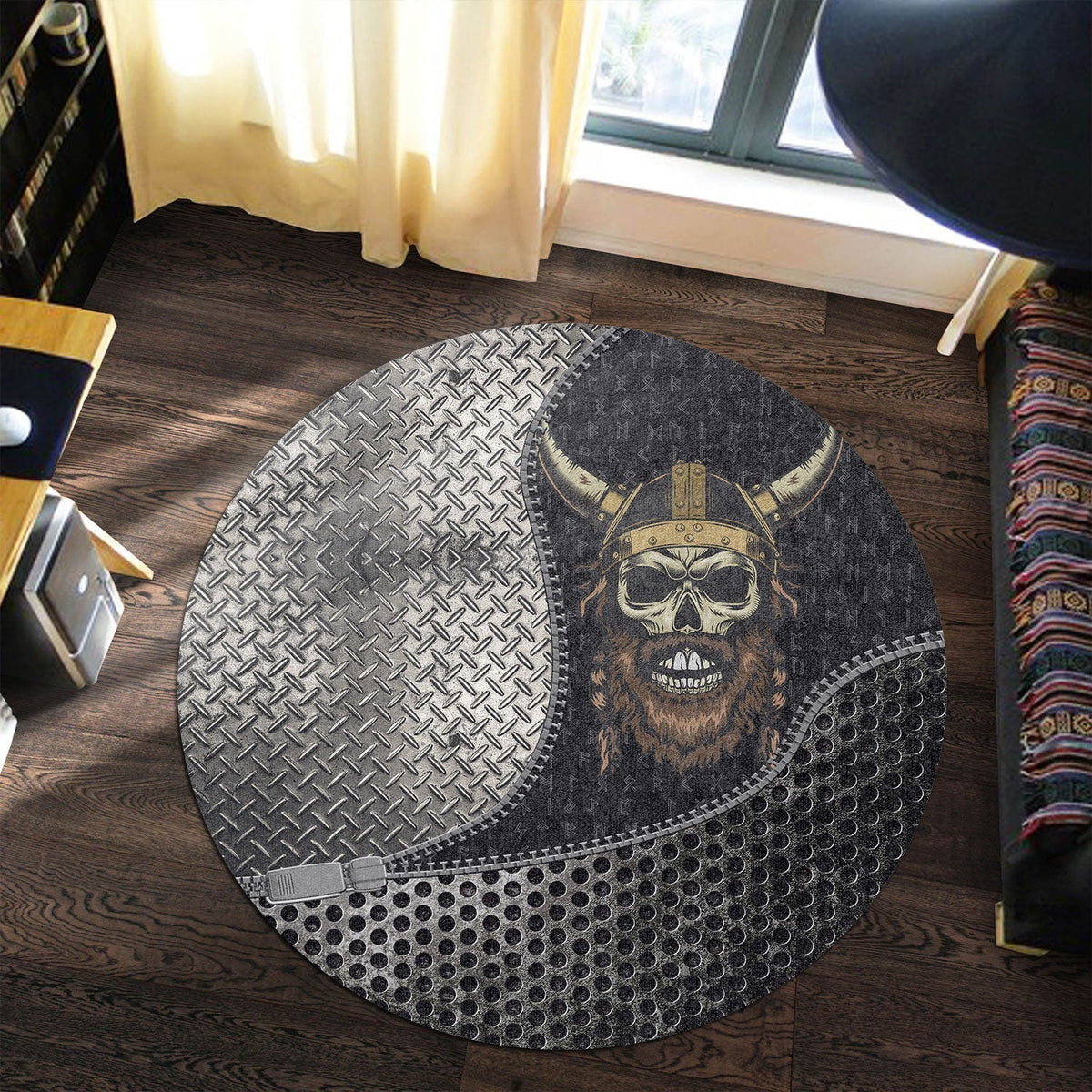 viking-carpet-skull-with-braided-hair-and-horned-hat-round-carpet