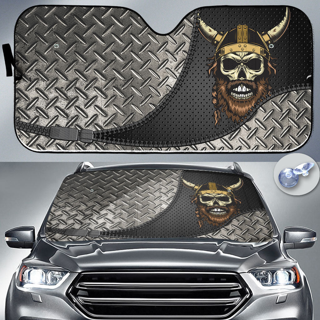 viking-auto-sun-shades-skull-with-braided-hair-and-horned-hat-auto-sun-shades