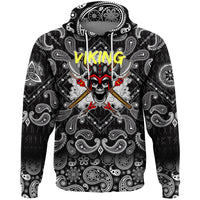 Viking Hoodie Skull and Sword with Bandana Paisley Style RLT12 - Wonder Print Shop