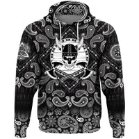 Viking Hoodie Skull in helmet with horns with shield and axes with Bandana Paisley Style RLT12 - Wonder Print Shop