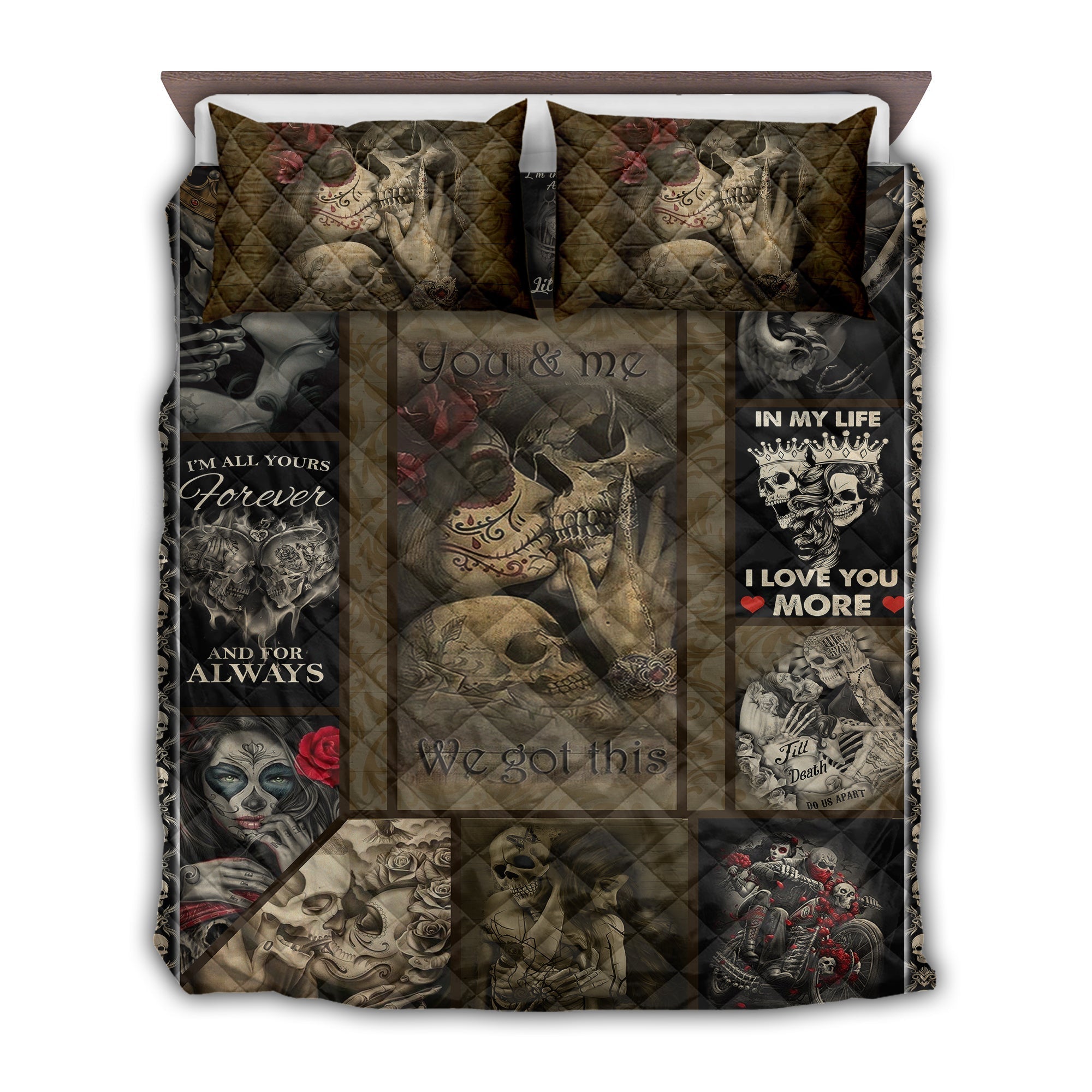 skull-couple-lover-you-and-me-quilt-bed-set