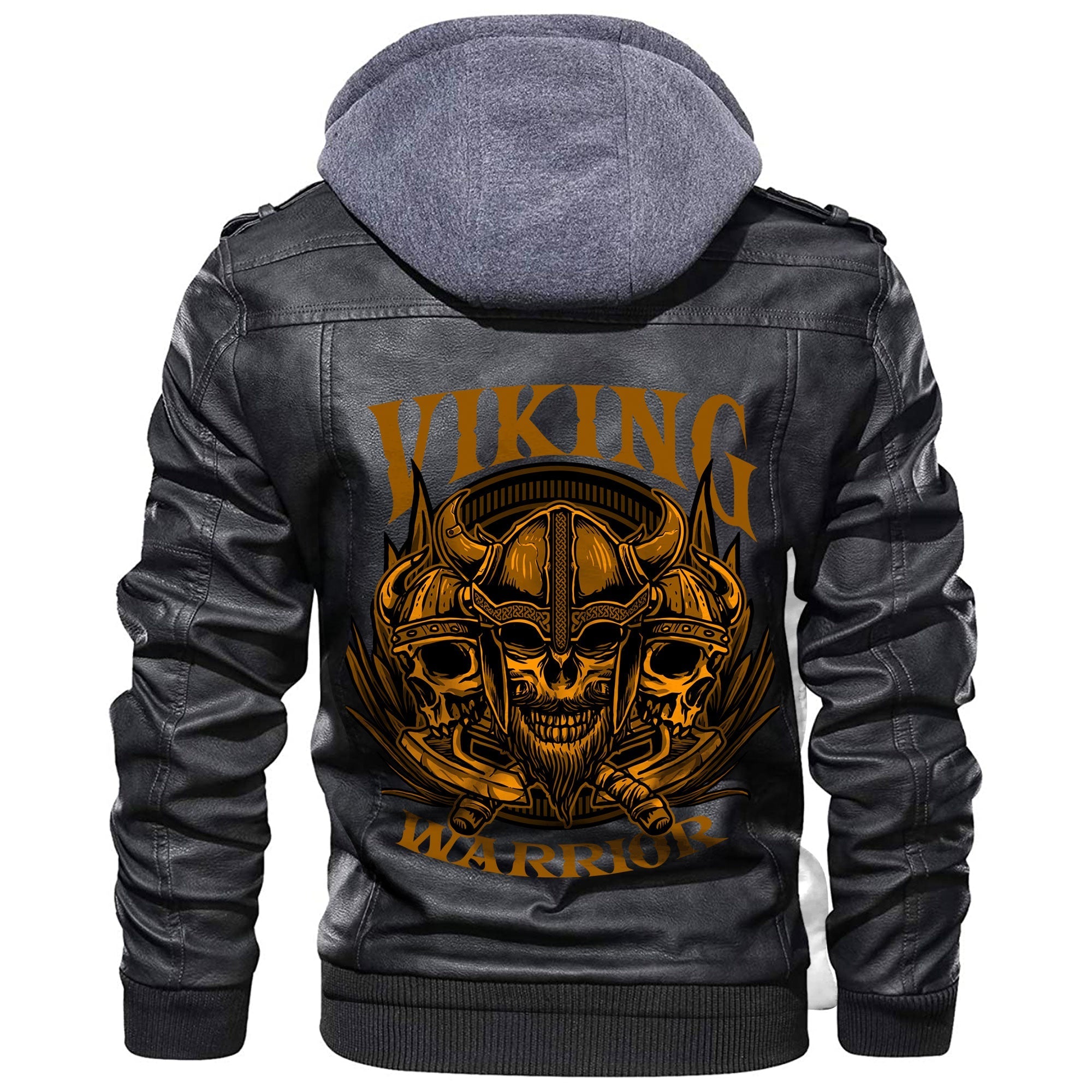 Viking Skull Head Warrior With Twin Axe Leather Jacket RLT12 - Wonder Print Shop
