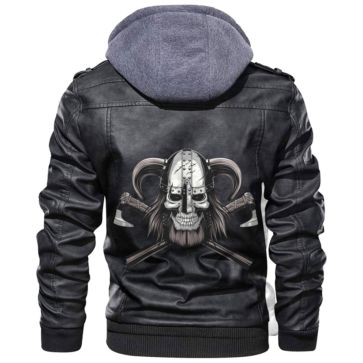 Viking Skull Helmet Leather Jacket RLT12 - Wonder Print Shop