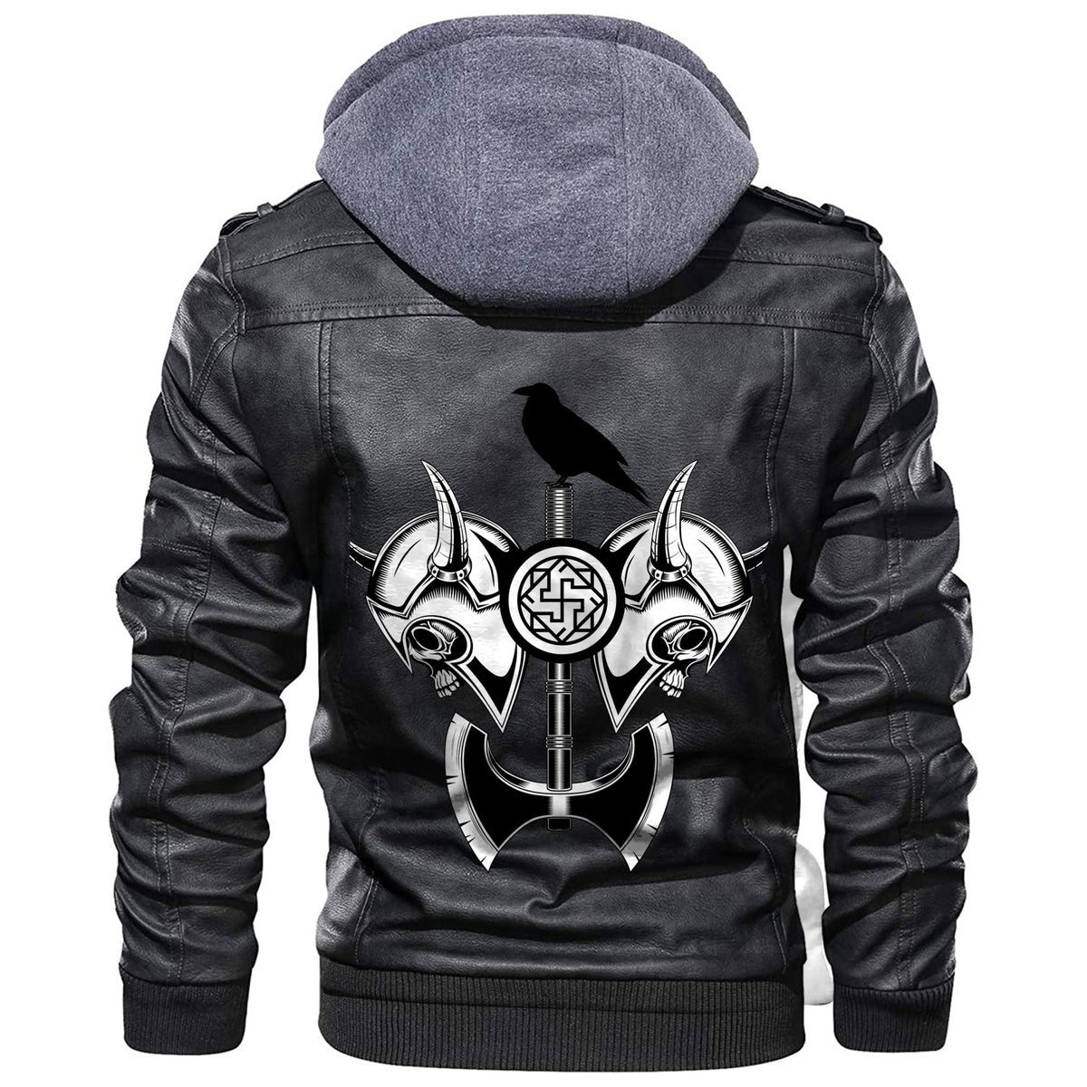 Viking Skull Vikng Helmet Leather Jacket RLT12 - Wonder Print Shop