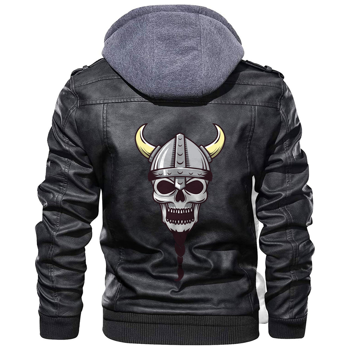 Viking Skull With A Long Braided Beard Leather Jacket RLT12 - Wonder Print Shop