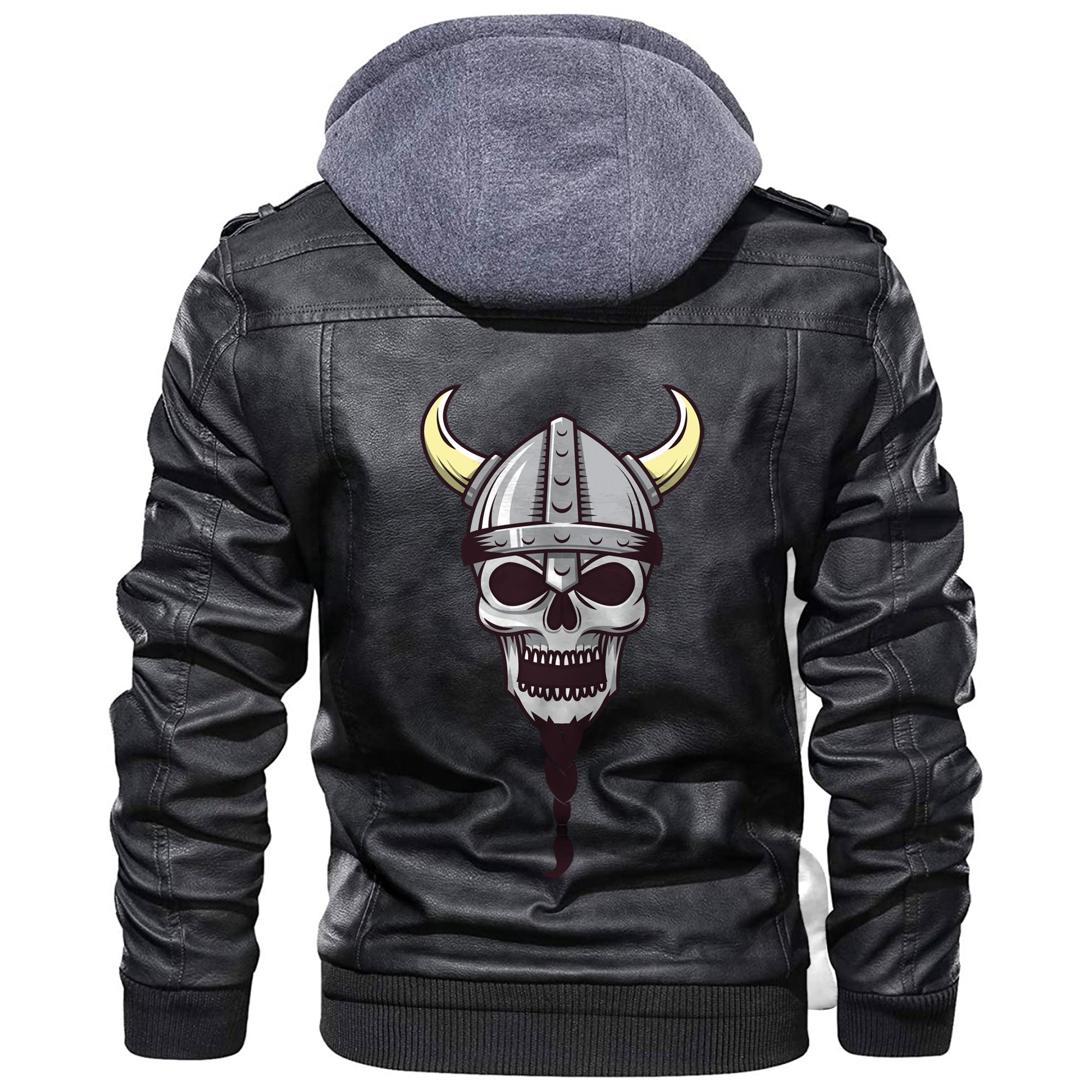 Viking Skull With A Long Braided Beard Leather Jacket RLT12 - Wonder Print Shop